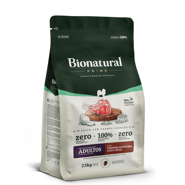 Ração Seca Bionatural Prime Cordeiro para Cachorros Adultos de Porte Pequeno