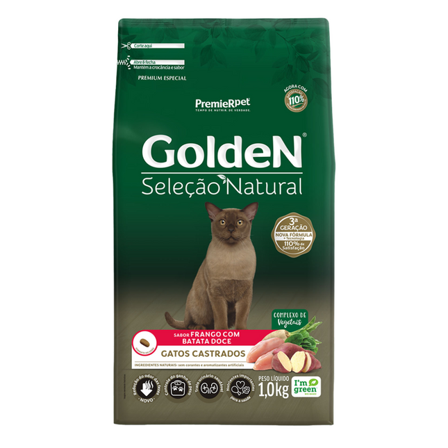 Ração Seca Golden Seleção Natural Batata Doce para Gatos Adultos Castrados