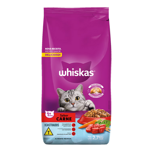 Ração Seca Whiskas Dry para Gatos Castrados