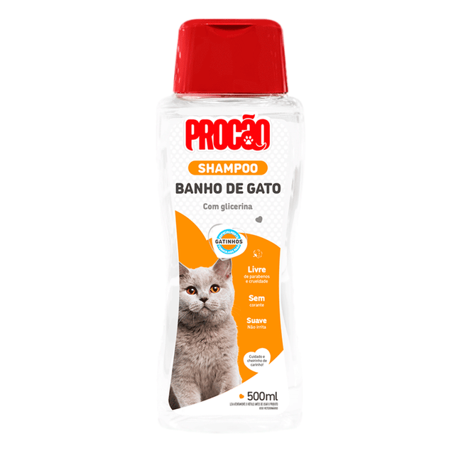 Shampoo Banho de Gato Procão 500 ml – Limpeza Suave e Hidratação Felina