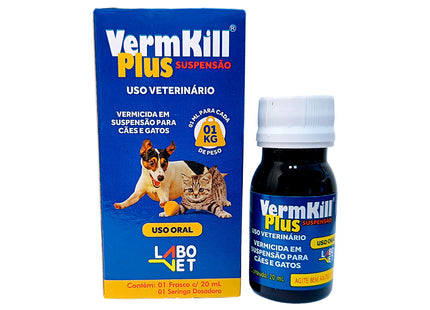 Vermkill Plus Suspensão 20 mL – Vermífugo Oral para Cães e Gatos