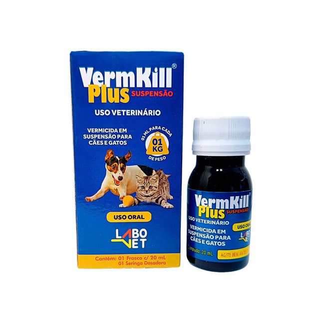 Vermkill Plus Suspensão 20 mL – Vermífugo Oral para Cães e Gatos