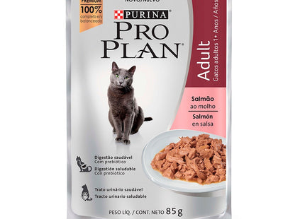 Ração Úmida Pro Plan Adult Salmão ao Molho para Gatos 85g