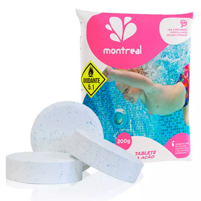 Montreal Tablete Tripla Ação 3 em 1 – Cloro para Piscinas 200 g