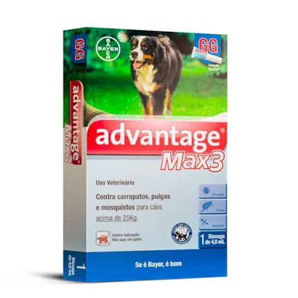Imagem do produto Antiparasitário Externo Advantage Max3 4ml para Cães, tipo Antiparasitário Externo, marca Advantage.