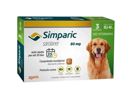 Simparic 80 mg (20,1–40 kg) – Comprimido mastigável