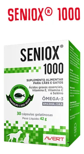 Suplemento Avert Seniox 1000mg para Cães e Gatos