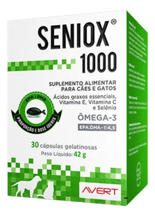 Imagem do produto Suplemento Avert Seniox 1000mg para Cães e Gatos, tipo Suplemento, marca Avert.