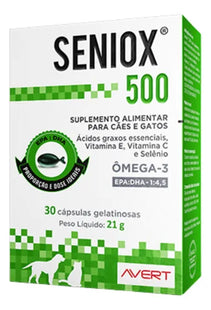 Suplemento Avert Seniox 500mg para Cães e Gatos