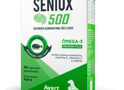 Imagem do produto Suplemento Avert Seniox 500mg para Cães e Gatos, tipo Suplemento, marca Avert.