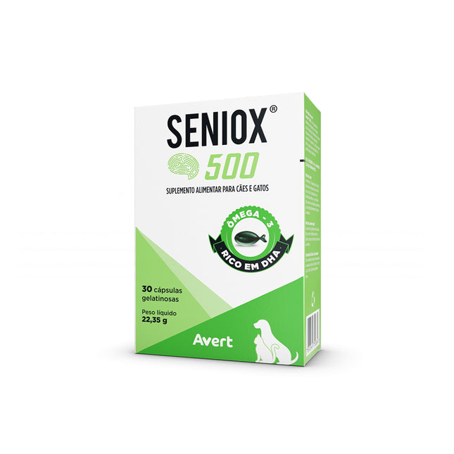 Imagem do produto Suplemento Avert Seniox 500mg para Cães e Gatos, tipo Suplemento, marca Avert.