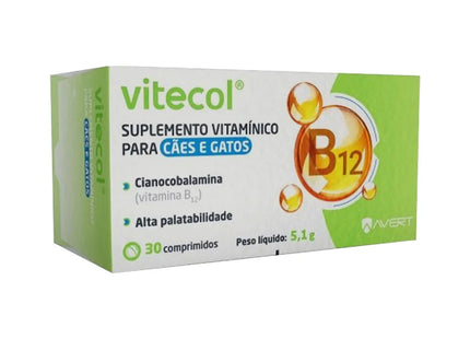 Imagem do produto Suplemento Vitamínico Avert Vitecol para Cães e Gatos, tipo Suplemento Vitamínico, marca Avert.