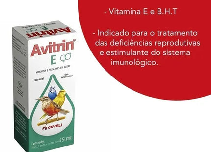 Imagem do produto Suplemento Vitamínico Avitrin E para Aves, tipo Suplemento Vitamínico, marca Avitrin.
