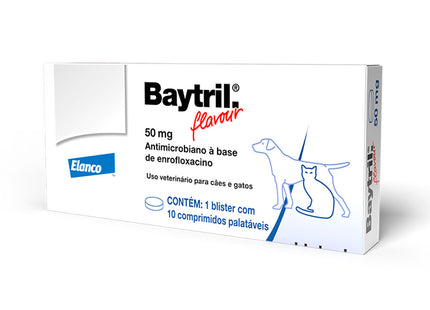 Imagem do produto Antibiótico Bayer Baytril Flavour 50mg para Cães, tipo Antibiótico, marca Baytril.