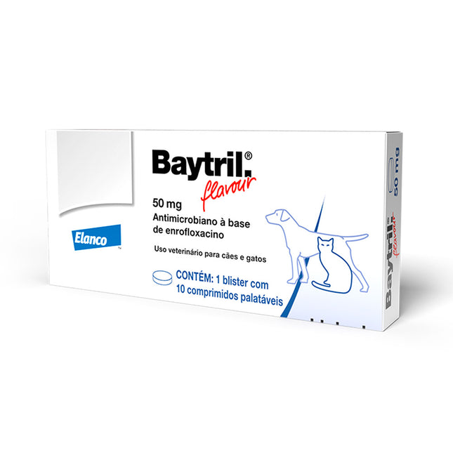Imagem do produto Antibiótico Bayer Baytril Flavour 50mg para Cães, tipo Antibiótico, marca Baytril.