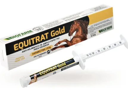 Imagem do produto Vermífugo Biofarm Equitrat Gold 6,42g para Equinos, tipo Vermífugo, marca Biofarm.