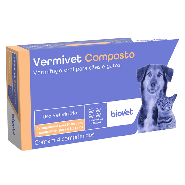 Vermífugo Biovet Vermivet Composto 600mg para Cães