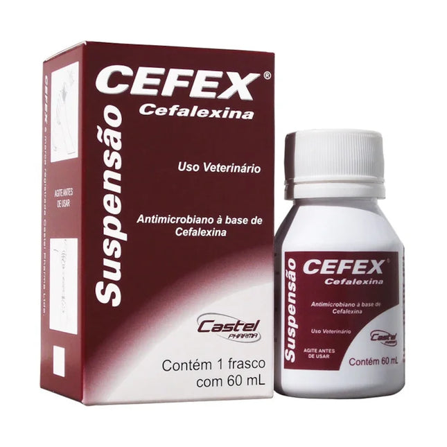 Antibiótico Cefex Suspensão 60ml para Cachorros e Gatos