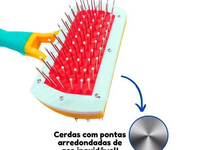 Escova Chalesco Rasqueadeira Dupla com cerdas de aço inoxidável.