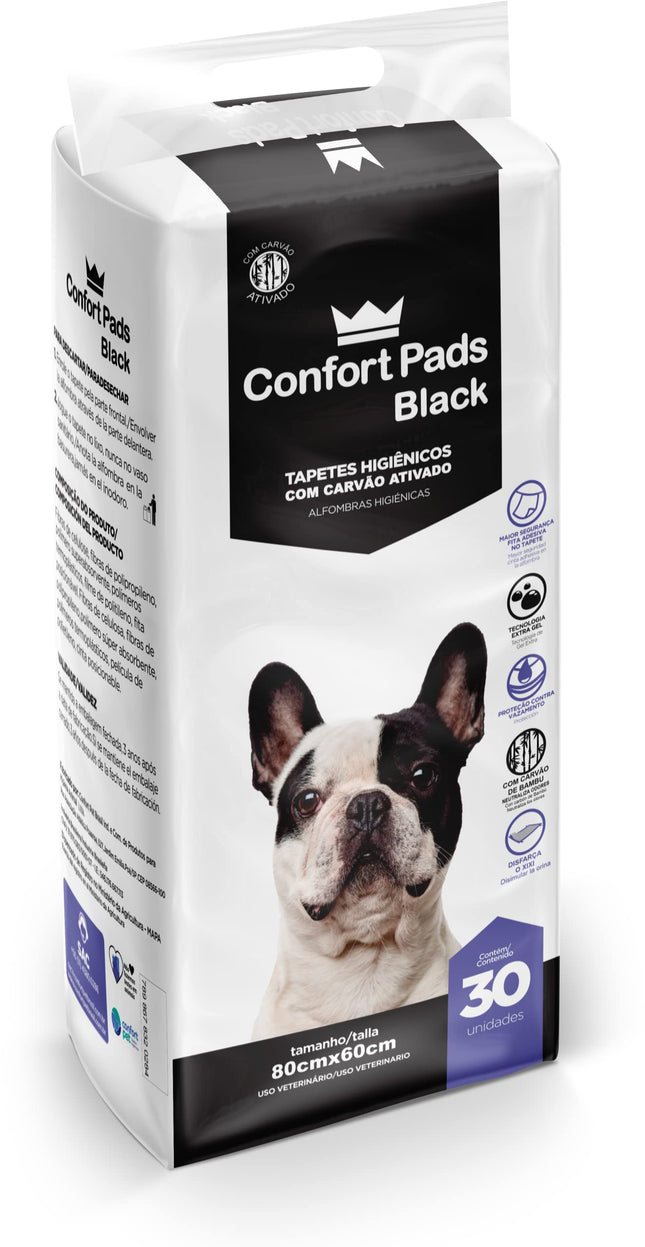 Tapete Higiênico Confort Pet Confort Pads Black 55x60 para Cães