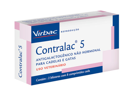 Imagem do produto Antigalactogênico Rvt Contralac 5mg para Cães, tipo Antigalactogênico, marca Contralac.
