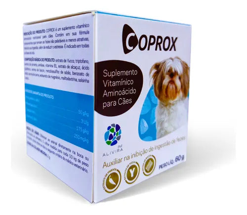 Imagem do produto Suplemento Vitamínico Alivira Coprox 60g para Cães e Gatos, tipo Suplemento Vitamínico, marca Coprox.