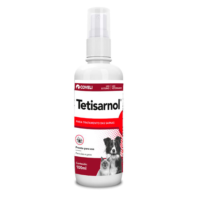 Solução Dermatológica Coveli Tetisarnol 100ml para Cães e Gatos