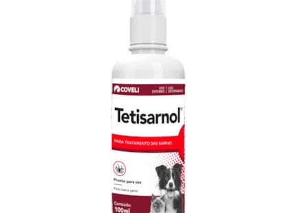 Imagem do produto Solução Dermatológica Coveli Tetisarnol 100ml para Cães e Gatos, tipo Solução Dermatológica, marca Coveli.