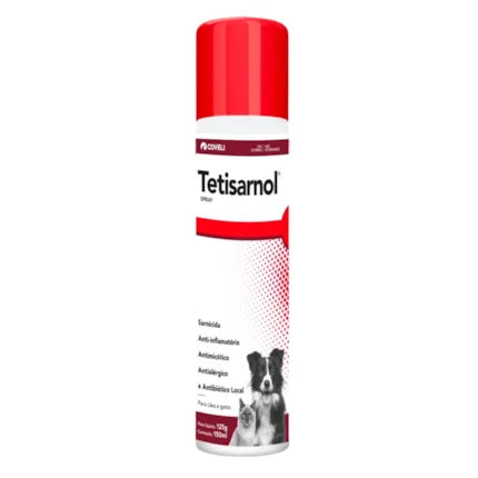 Solução Dermatológica Coveli Tetisarnol Aerosol 125ml para Cães e Gatos