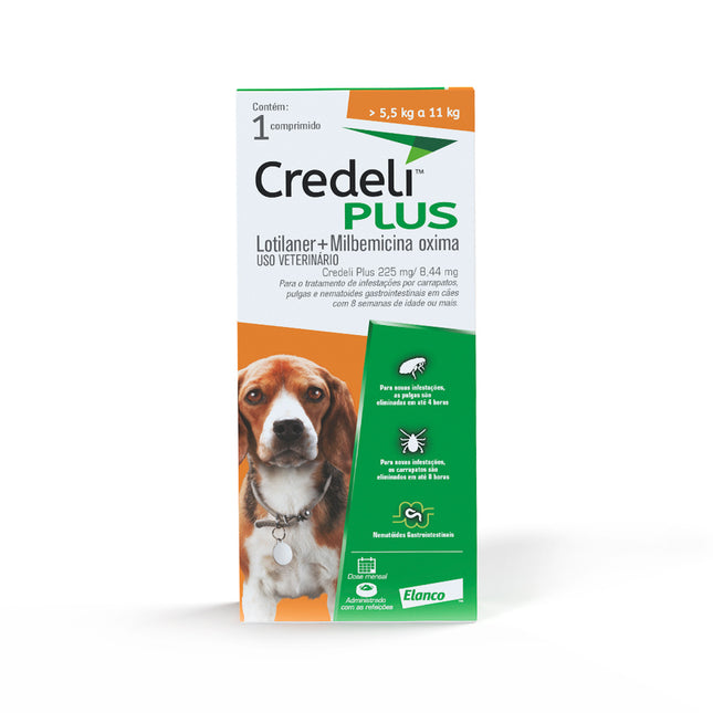 Credeli Plus 225 mg – Antiparasitário Oral para Cães de 5,5‑11 kg