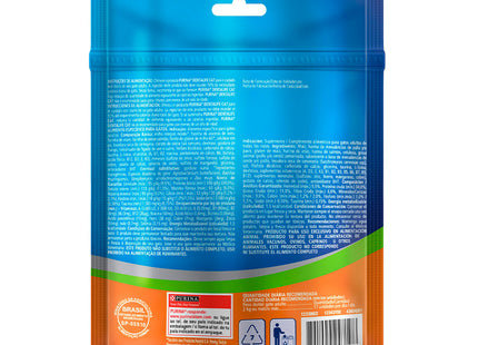 Imagem do verso do produto Snack Dentalife para Gatos, mostrando detalhes do rótulo.