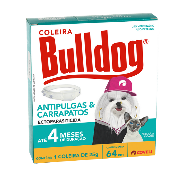 Coleira Bulldog 4 Antipulgas e Carrapatos 25g