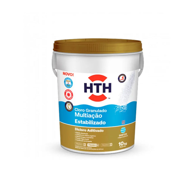 Cloro HTH Dicloro Multi 10 Kg – 3‑em‑1 Estabilizado para Piscinas
