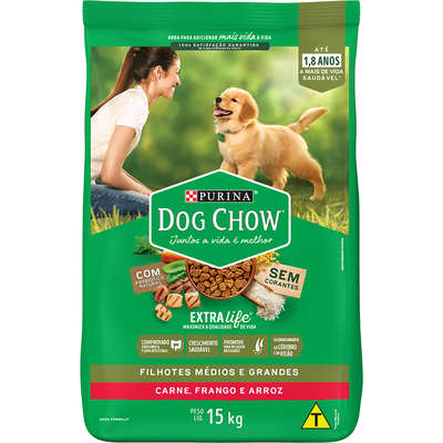 Ração Seca Dog Chow Frango e Arroz para Cachorros Filhotes