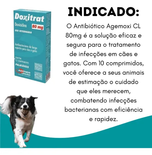 Antibiótico Doxitrat 80mg para Cães