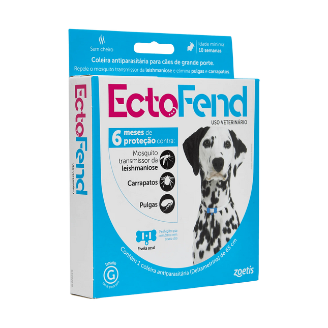 Ectofend 65 cm Azul – Coleira Antipulgas e Carrapatos para Cães Médio/Grande Porte