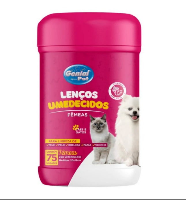 Lenço Umedecido Genial Pet Fêmeas 75 Unidades