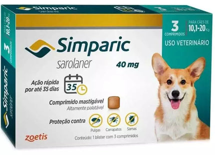 Simparic 40 mg (10,1–20 kg) – Comprimido mastigável
