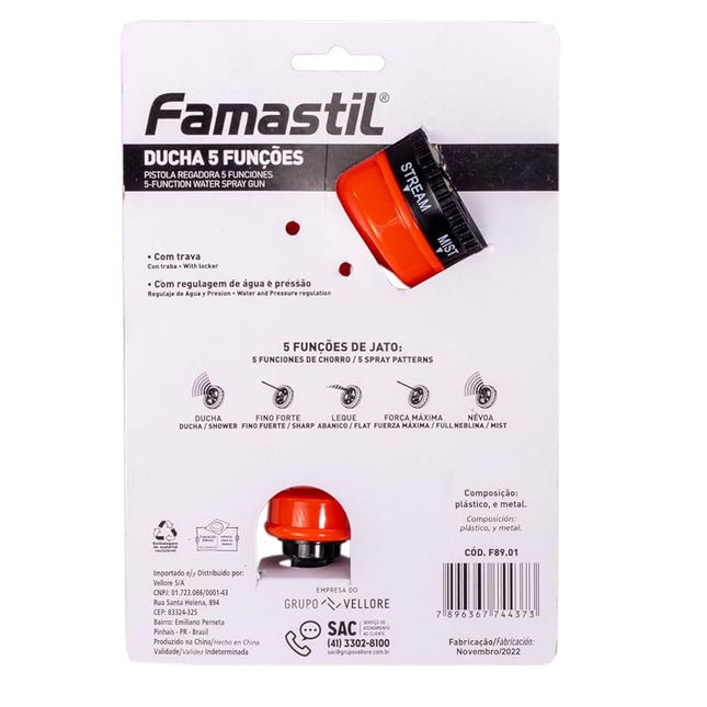 Imagem do produto Esguicho Famastil 5 Funções, tipo Acessório para Jardim, marca Famastil.