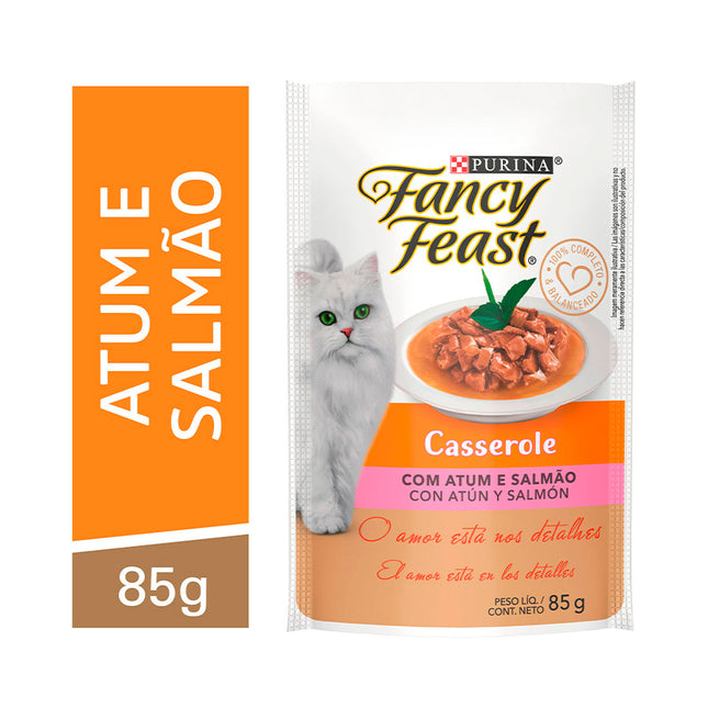 Imagem do produto Ração Úmida Fancy Feast Casserole Atum e Salmão para Gatos, tipo Ração Úmida, marca Fancy Feast.