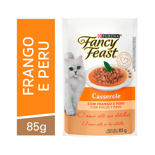 Imagem do produto Ração Úmida Fancy Feast Frango e Peru para Gatos, tipo Ração Úmida, marca Fancy Feast.
