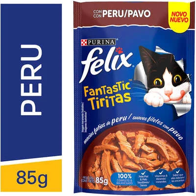 Imagem do produto Ração Úmida Felix Fantastic Tiritas Peru para Gatos, tipo Ração Úmida, marca Felix.