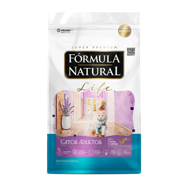Imagem do produto Ração Seca Fórmula Natural Life Frango e Salmão para Gatos Adultos, tipo Ração Seca, marca Fórmula Natural.