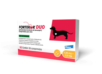 Fortekor Duo 1,25 mg/2,5 mg – Comprimido Cardiológico Veterinário para Cães