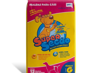 Fralda Descartável Super Secão para Cães Fêmeas – 12 Unidades