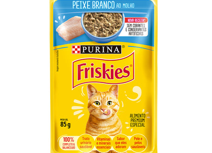 Imagem do produto Ração Úmida Friskies Peixe Branco ao Molho para Gatos, tipo Ração Úmida, marca Friskies.