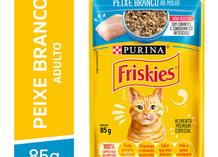Imagem do produto Ração Úmida Friskies Peixe Branco ao Molho para Gatos, tipo Ração Úmida, marca Friskies.