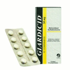 Imagem do produto Antiparasitário Interno Giardicid 50mg para Cães, tipo Antiparasitário Interno, marca Giardicid, com comprimidos visíveis.