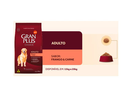 Imagem do produto Ração Seca Granplus Choice Carne e Frango para Cachorros, tipo Ração Seca, marca Granplus.