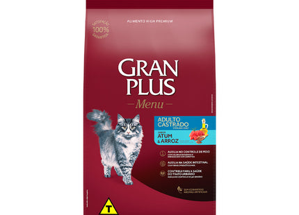 Imagem do produto Ração Seca Granplus Atum e Arroz em Pacotes Individuais para Gatos Castrados, tipo Ração Seca, marca Granplus.